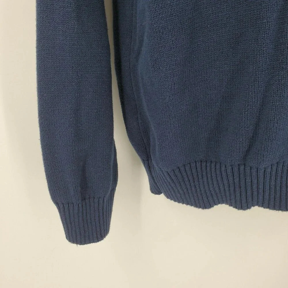 IZOD Men's Classic-Fit Marled Button-Neck Navy Blue Sweater Size Medium - Picture 3 of 10